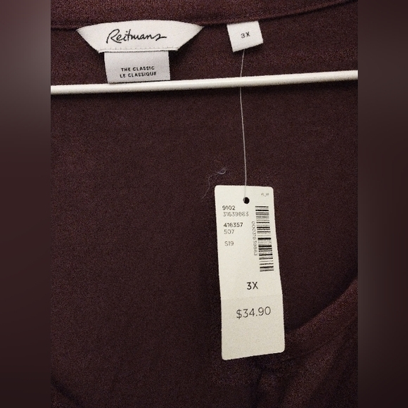 NWT!! REITMANS PURPLE LONG SLEEVE T-SHIRT, PLUS SIZE - Picture 2 of 3